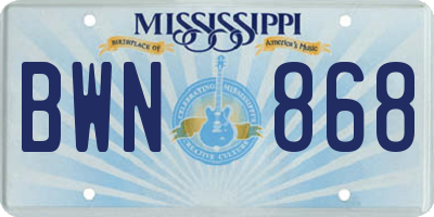 MS license plate BWN868