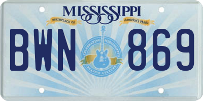 MS license plate BWN869