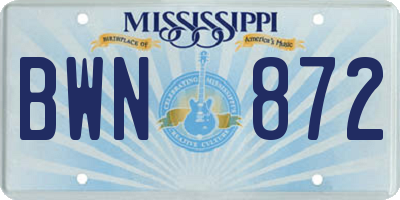 MS license plate BWN872