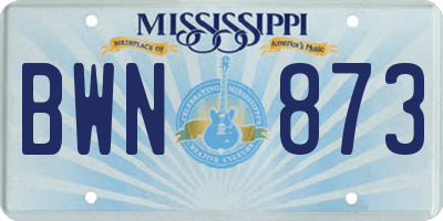 MS license plate BWN873