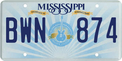 MS license plate BWN874