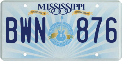 MS license plate BWN876
