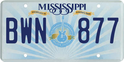 MS license plate BWN877