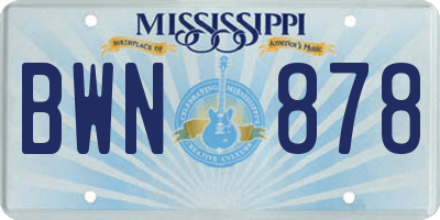 MS license plate BWN878