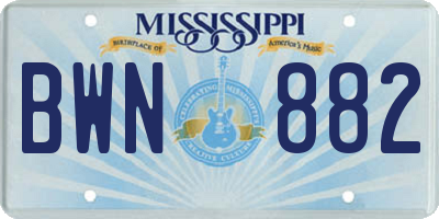 MS license plate BWN882