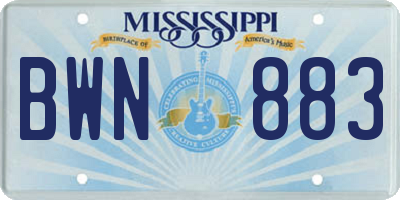 MS license plate BWN883