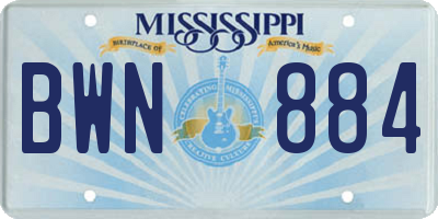 MS license plate BWN884