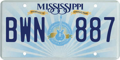 MS license plate BWN887