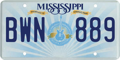 MS license plate BWN889