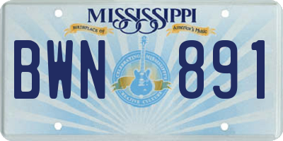 MS license plate BWN891