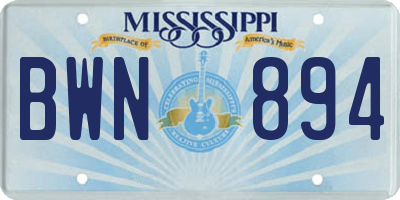 MS license plate BWN894