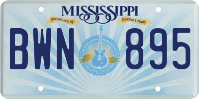 MS license plate BWN895