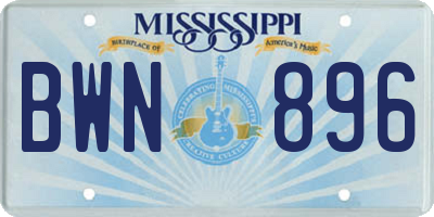 MS license plate BWN896