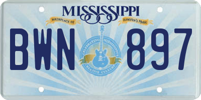 MS license plate BWN897