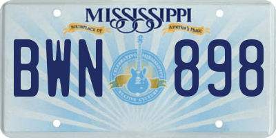MS license plate BWN898