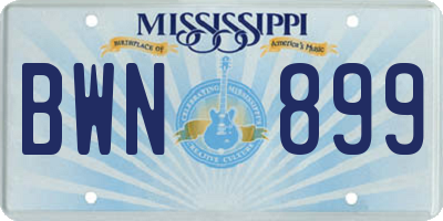 MS license plate BWN899