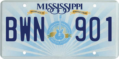 MS license plate BWN901