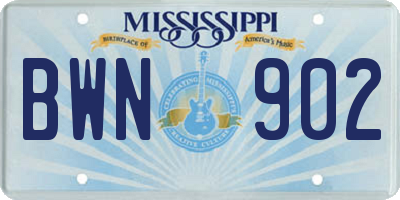 MS license plate BWN902