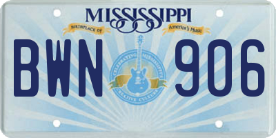 MS license plate BWN906
