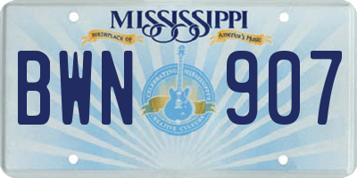 MS license plate BWN907