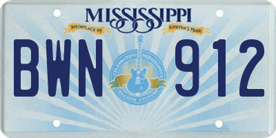 MS license plate BWN912