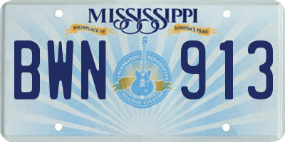 MS license plate BWN913