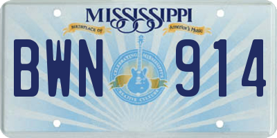 MS license plate BWN914