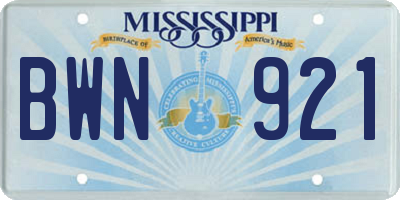 MS license plate BWN921