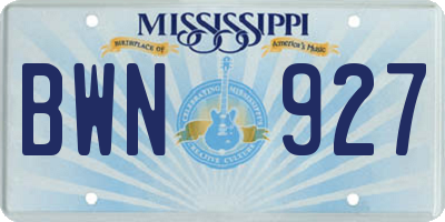MS license plate BWN927