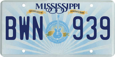 MS license plate BWN939
