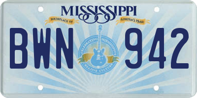 MS license plate BWN942