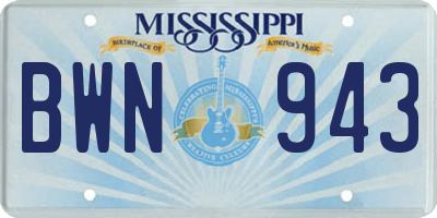 MS license plate BWN943