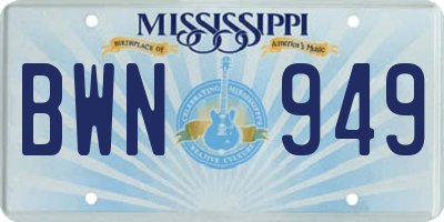 MS license plate BWN949
