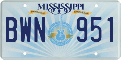 MS license plate BWN951