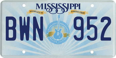 MS license plate BWN952