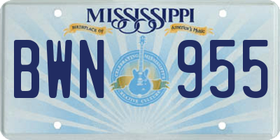 MS license plate BWN955