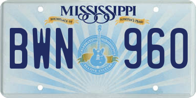 MS license plate BWN960