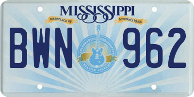 MS license plate BWN962