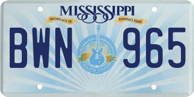 MS license plate BWN965