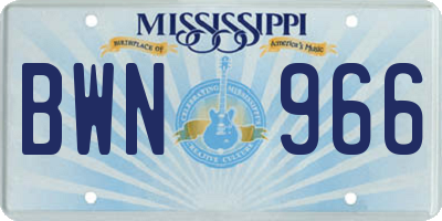 MS license plate BWN966