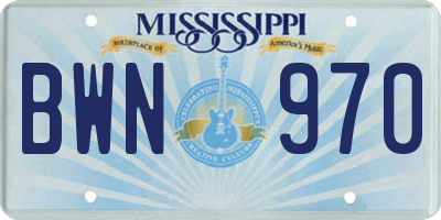 MS license plate BWN970