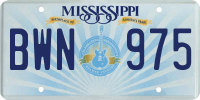 MS license plate BWN975