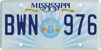 MS license plate BWN976