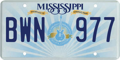 MS license plate BWN977