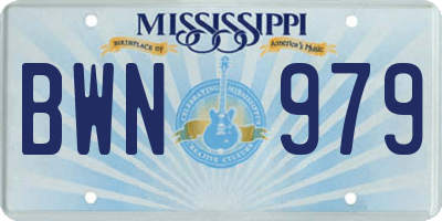 MS license plate BWN979