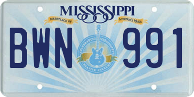 MS license plate BWN991