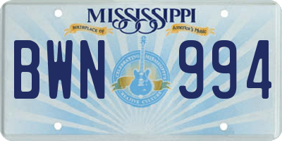 MS license plate BWN994