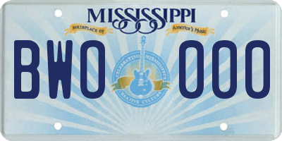 MS license plate BWO000