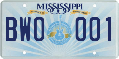 MS license plate BWO001