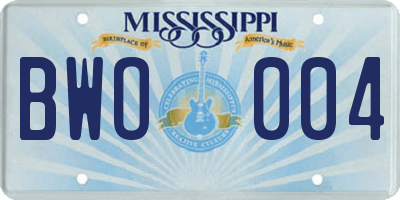 MS license plate BWO004